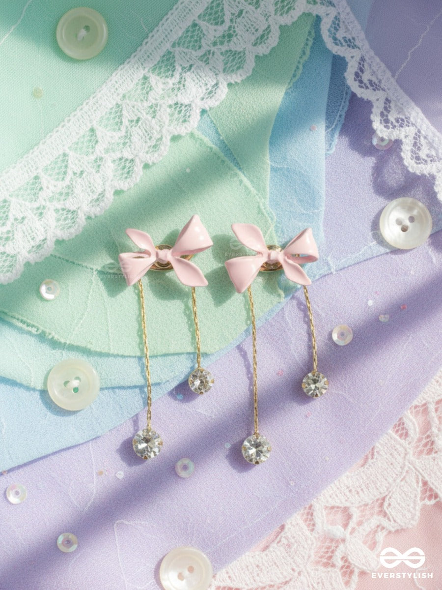 Sweet Tie - Blush Bow Dangle Earrings