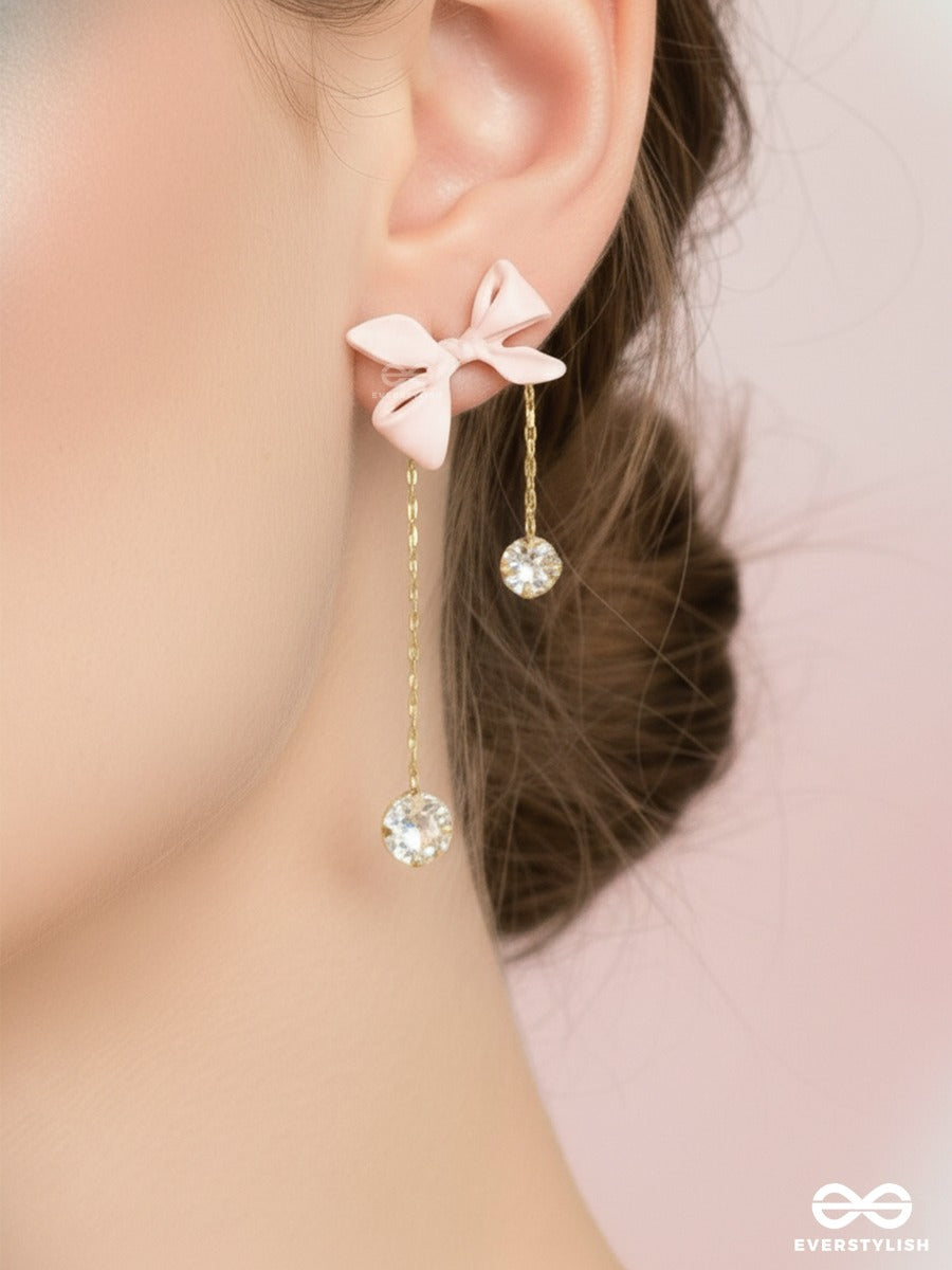 Sweet Tie - Blush Bow Dangle Earrings