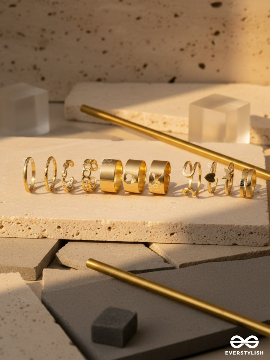 Icon Stack - Modern Stacked Golden Ring Set