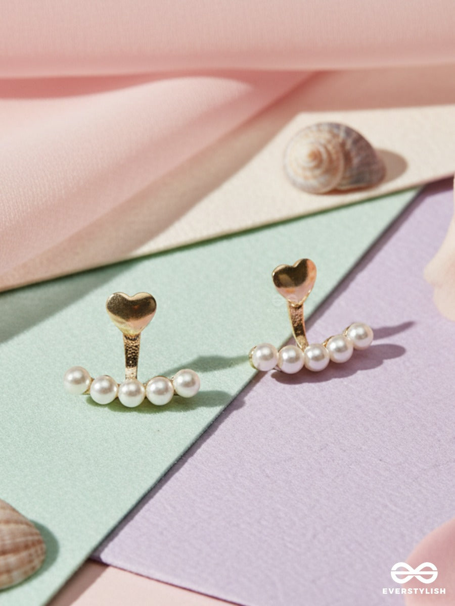 Heartline Pearl - Gold Pearl Ear Climbers