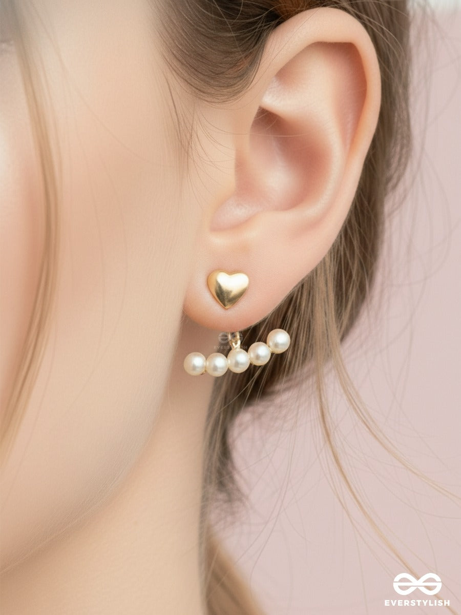 Heartline Pearl - Gold Pearl Ear Climbers