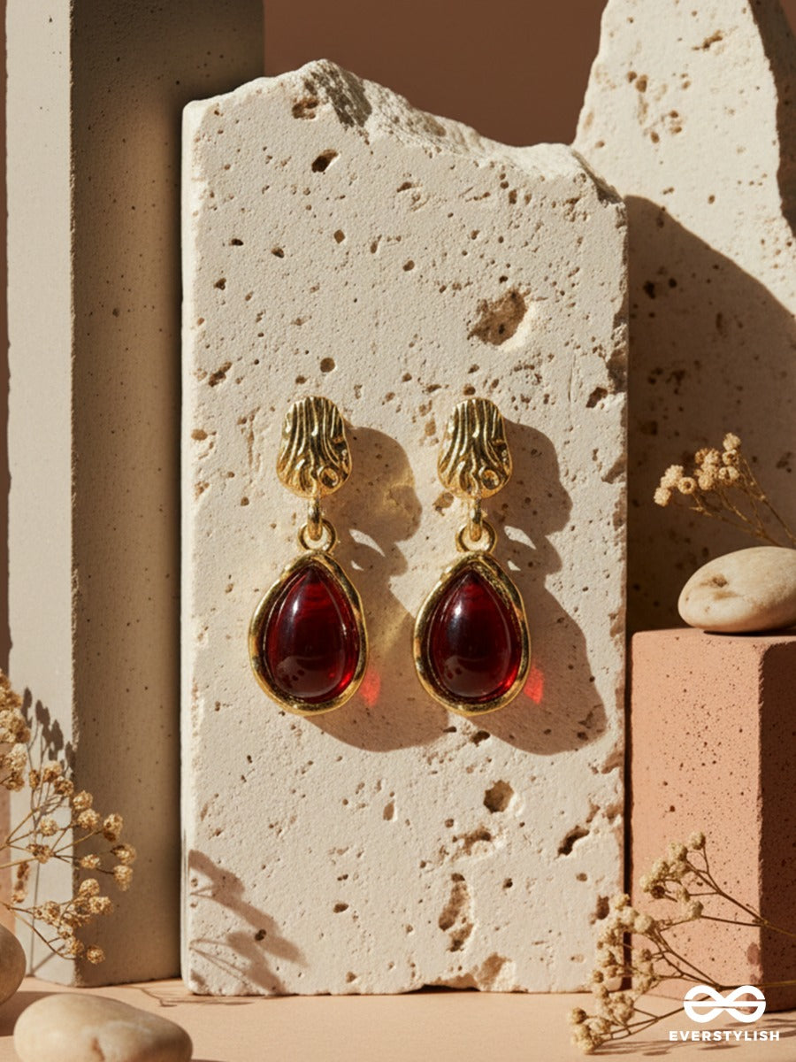 Crimson Glow - Teardrop Earrings