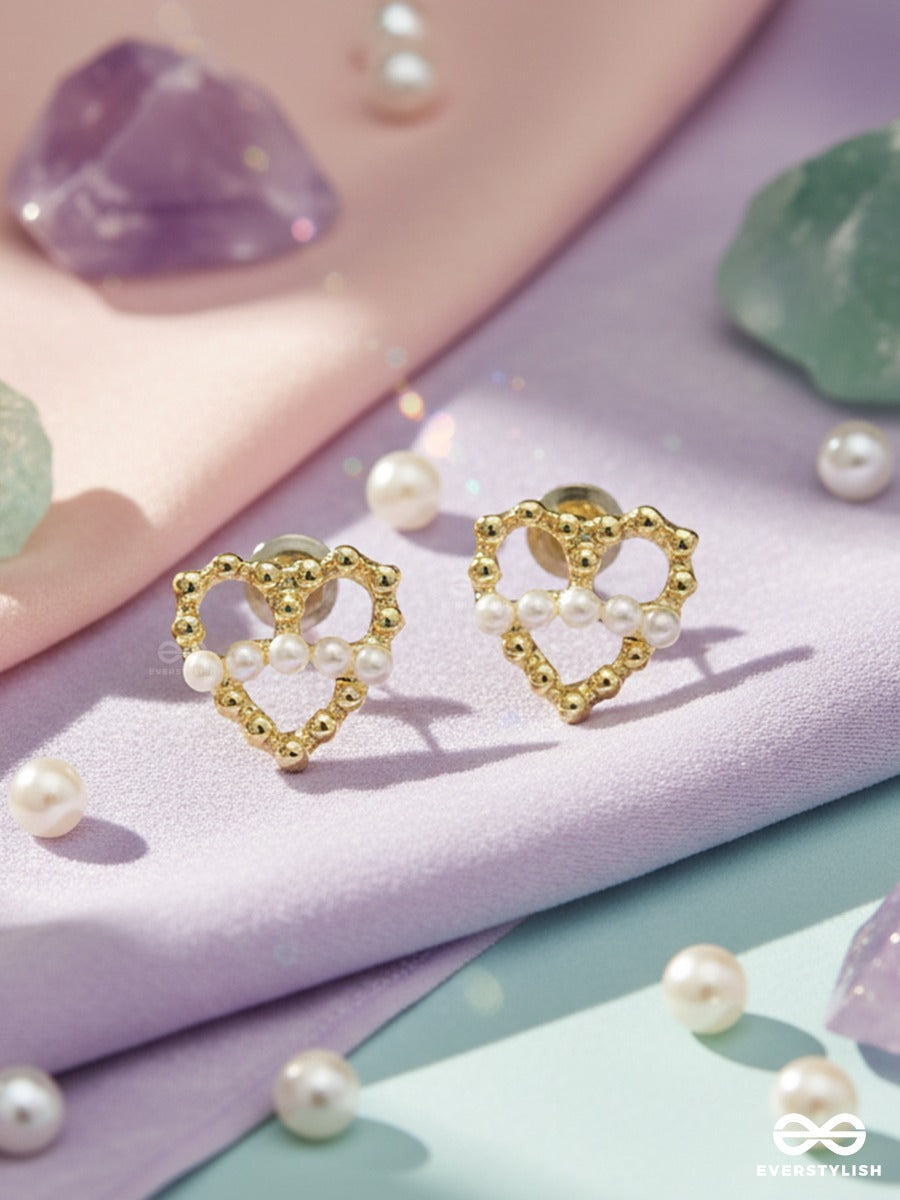 Love Outlined - Beaded Heart Studs