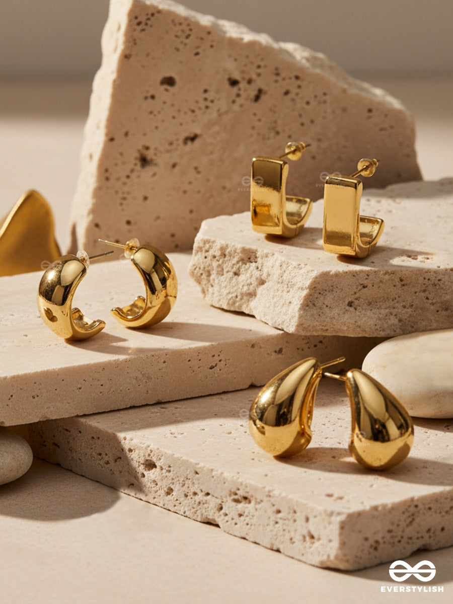 The Aurum Stack - Gold Stud Earrings Set