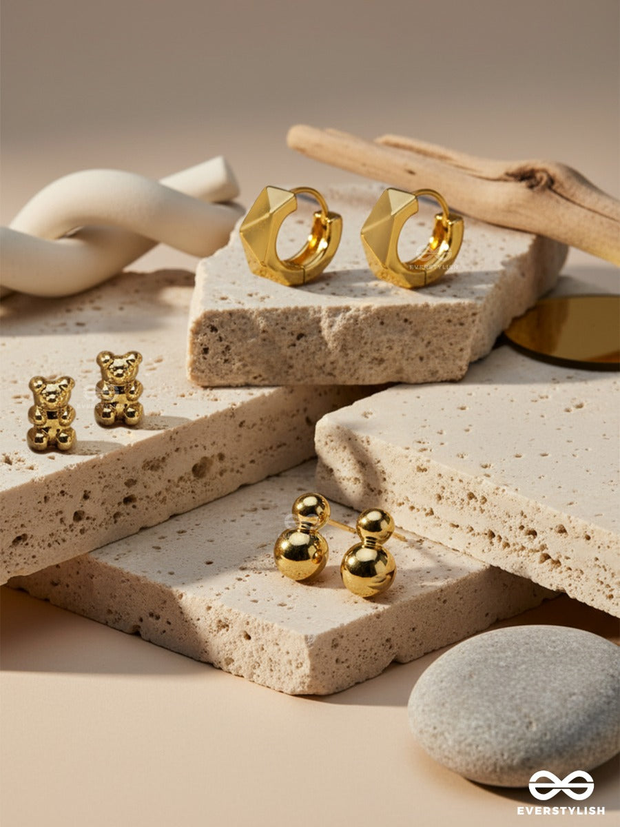 Trinket Trio - Everyday Golden Earrings Set