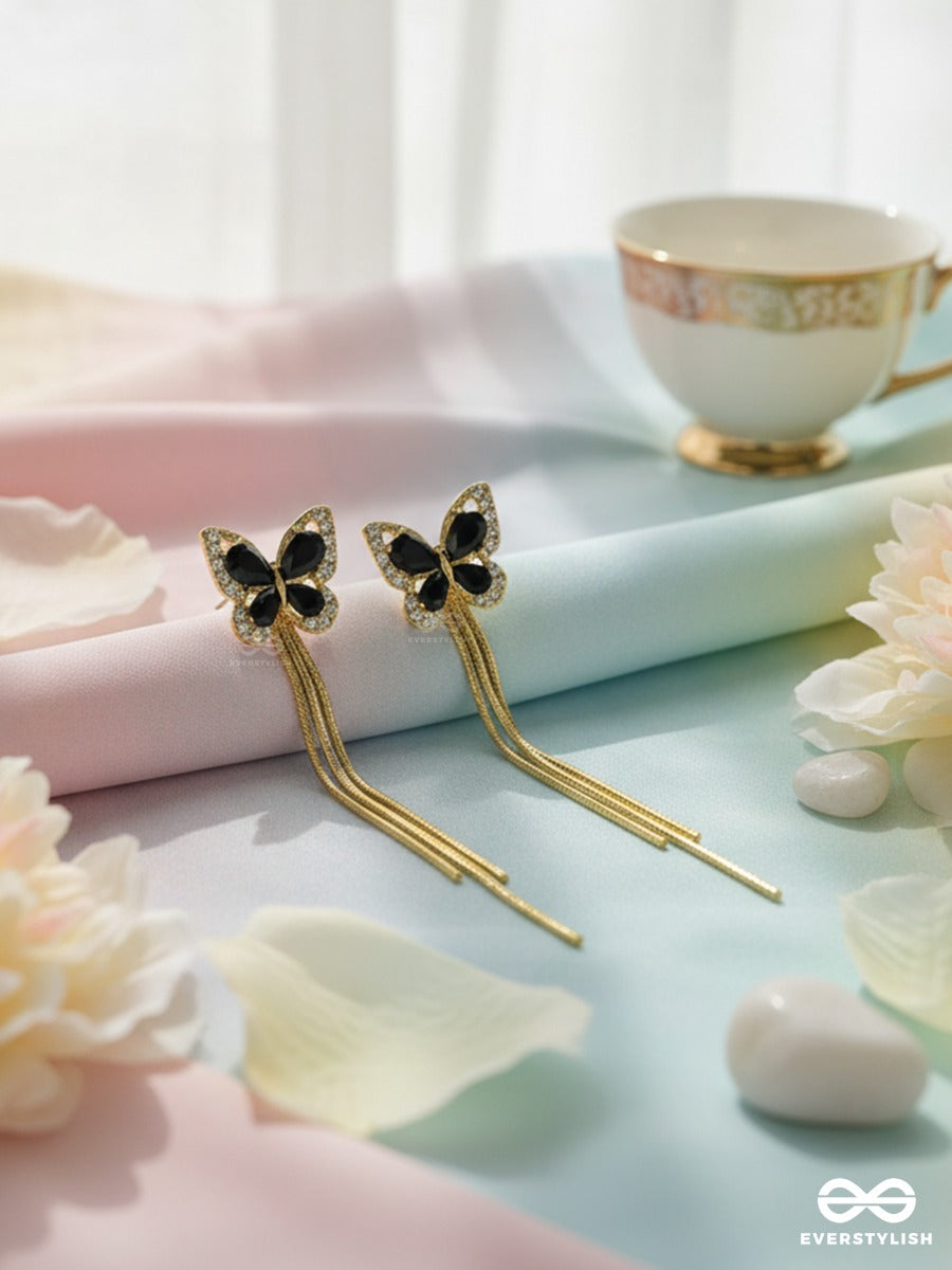 Noir Butterfly - Statement Dangle Earrings