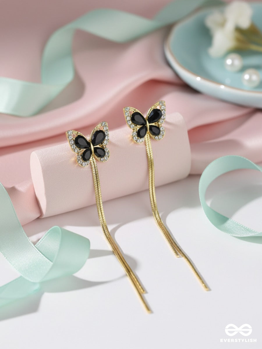 Noir Butterfly - Statement Dangle Earrings