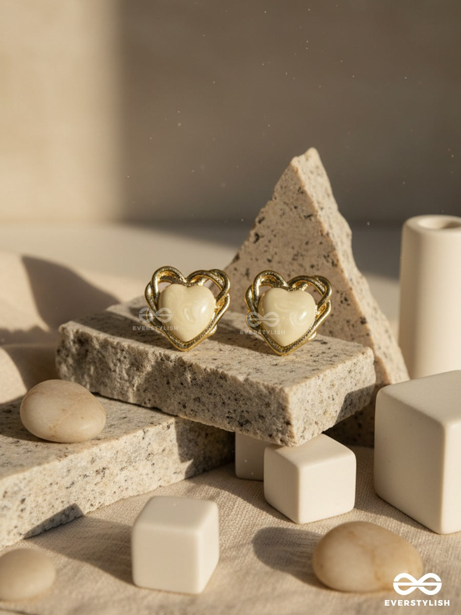 Framed In Love - Gold Heart Studs