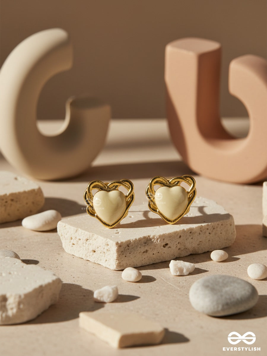 Framed In Love - Gold Heart Studs