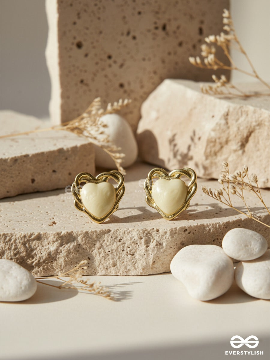 Framed In Love - Gold Heart Studs
