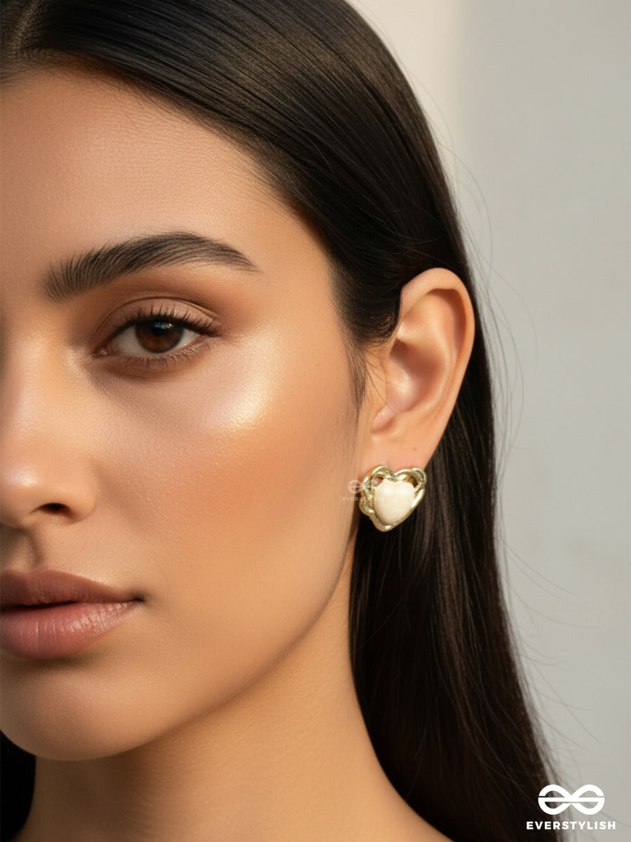 Framed In Love - Gold Heart Studs