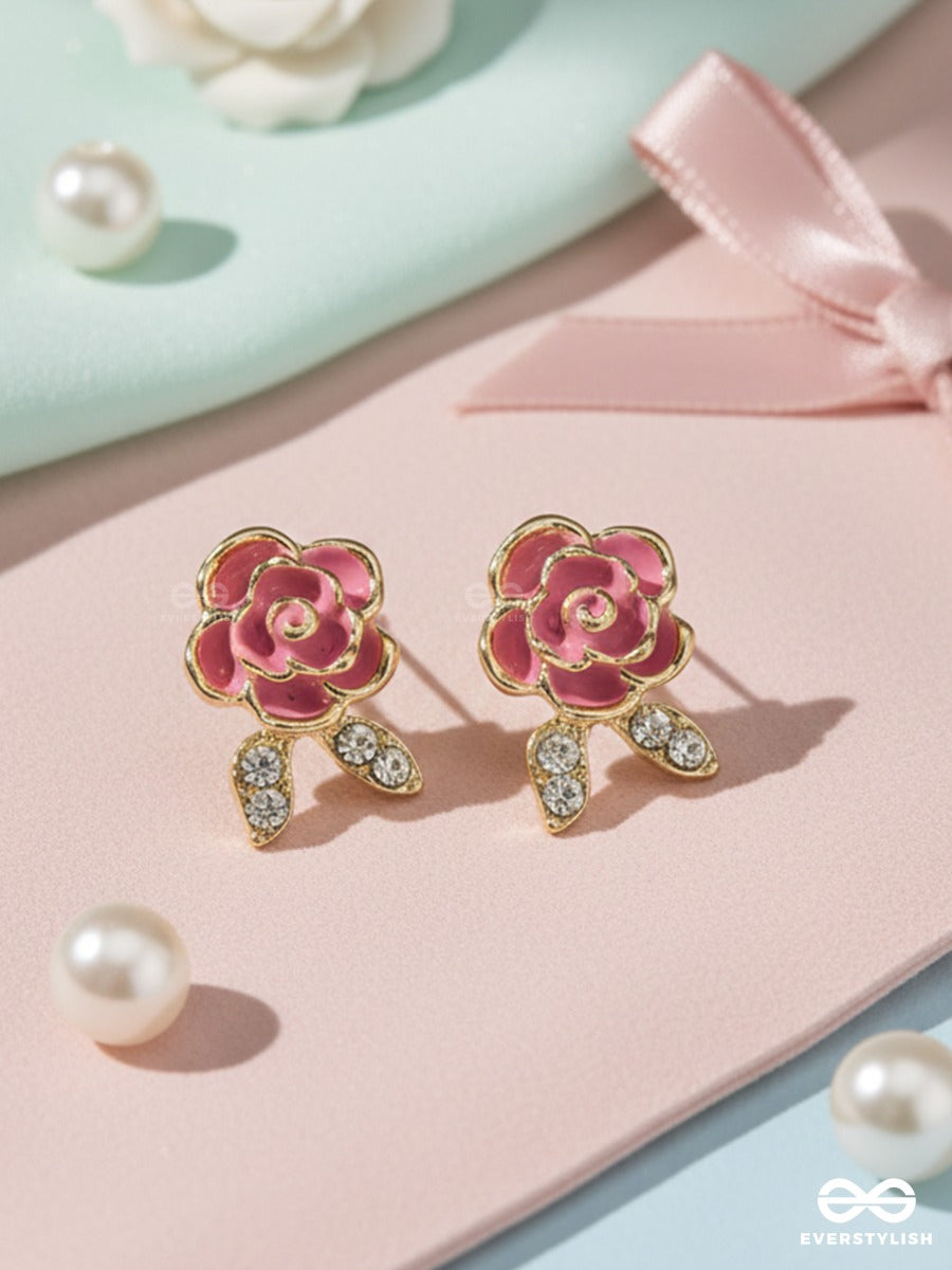 Blush Rosette - Gold Detail Earrings