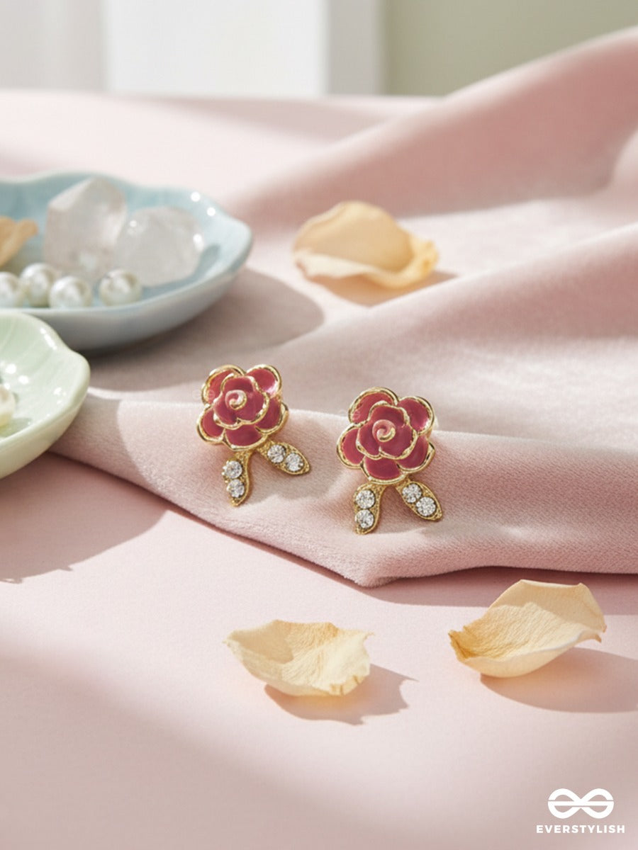 Blush Rosette - Gold Detail Earrings