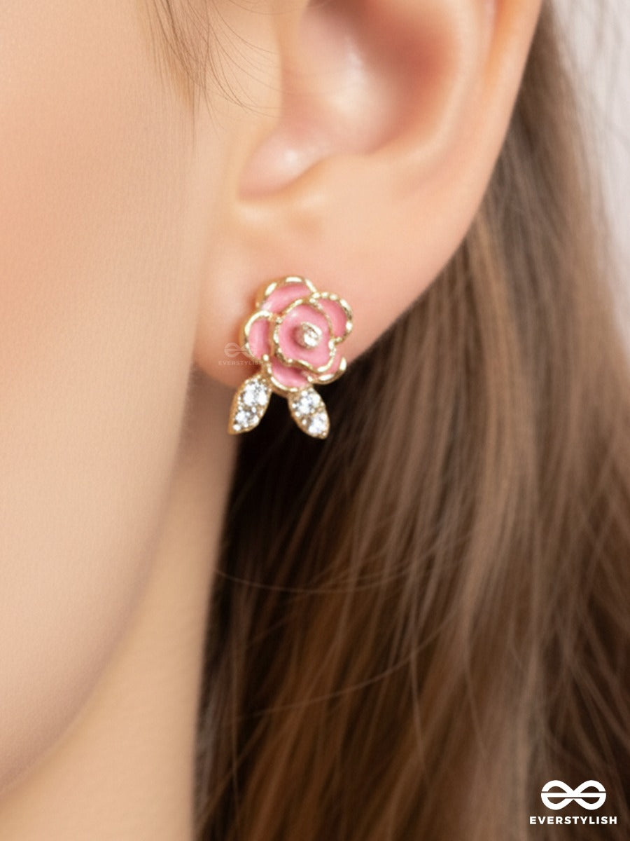 Blush Rosette - Gold Detail Earrings