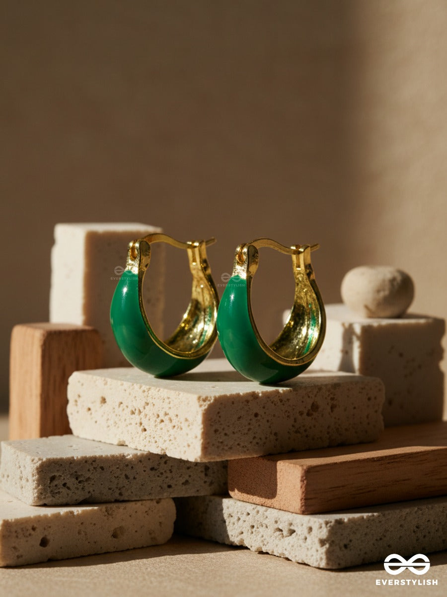 Jade Curve - Gold Hoop Earrings