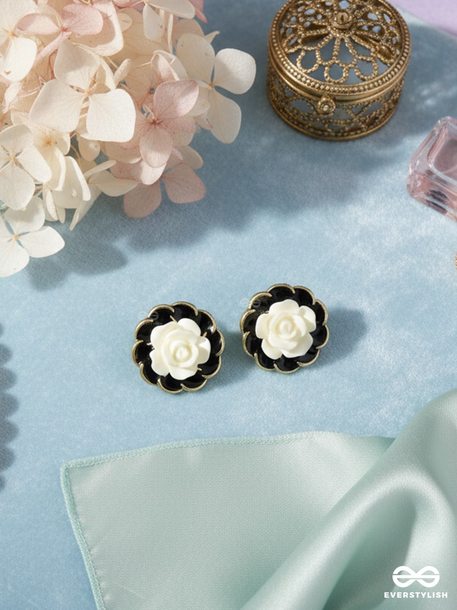 Noir Rosette - Vintage Floral Studs