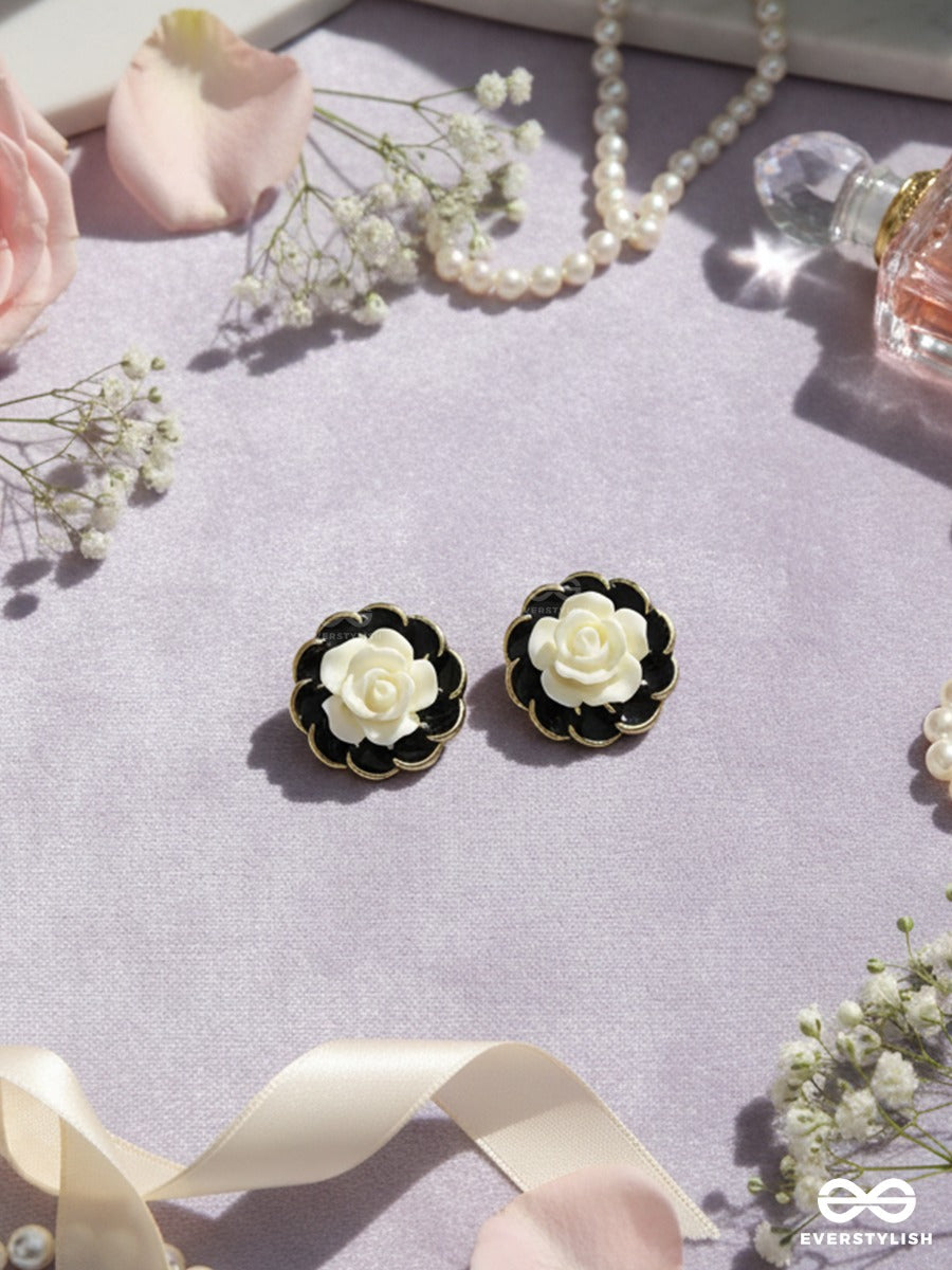 Noir Rosette - Vintage Floral Studs