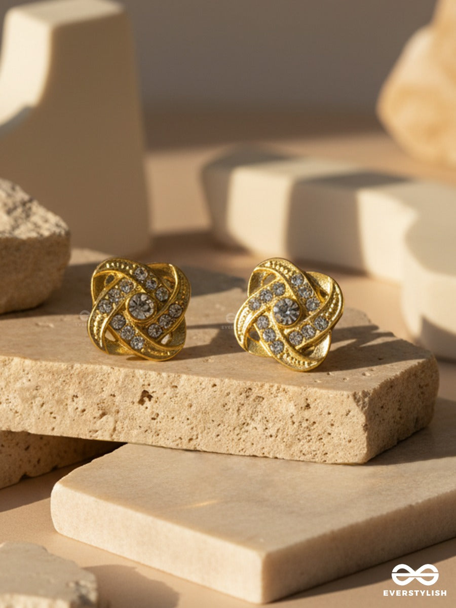 Gilded Rosette - Crystal Stud Earrings