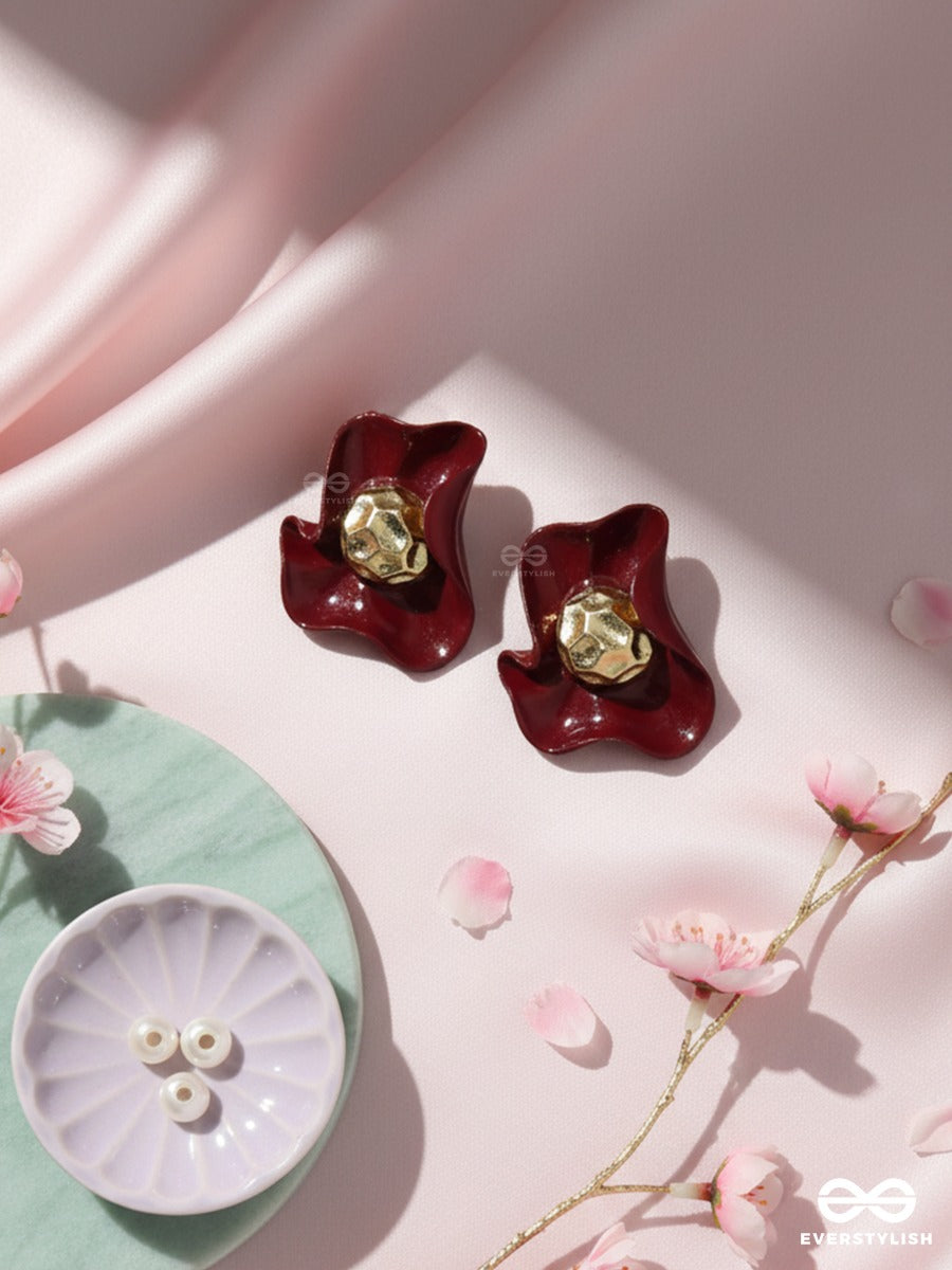 Merlot Muse - Sculpted Stud Earrings