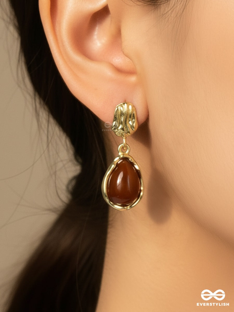 Amber Reign - Golden Drop Earrings