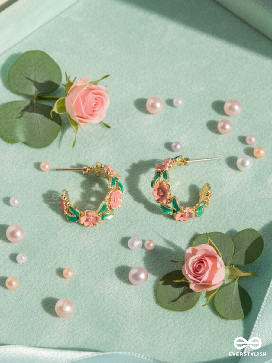 Rosebud Twist - Floral Hoop Earrings