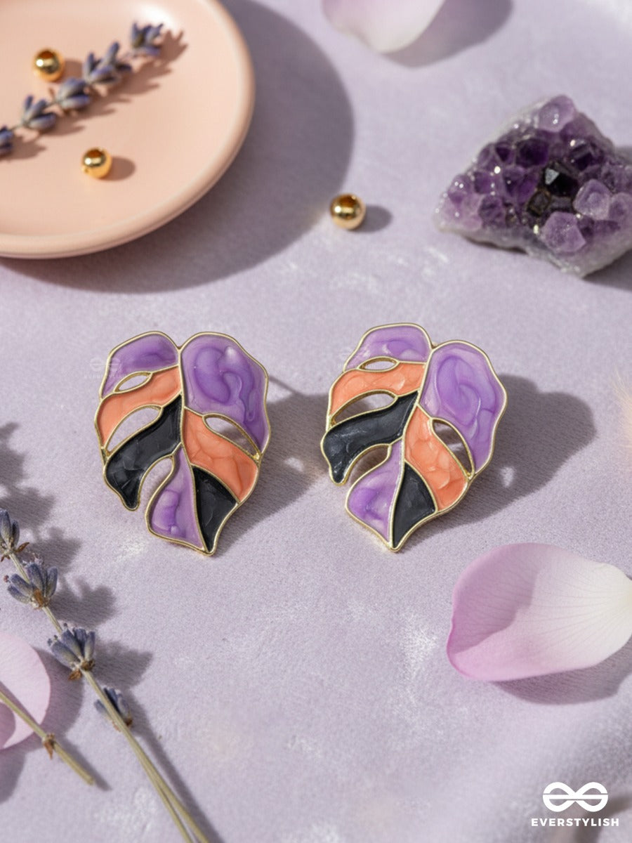 Mosaic Petal - Violet Art Earrings