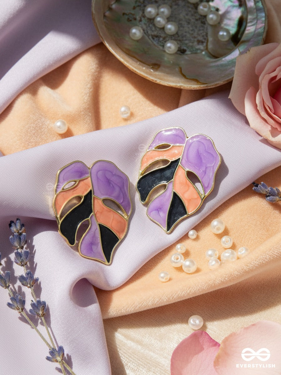 Mosaic Petal - Violet Art Earrings