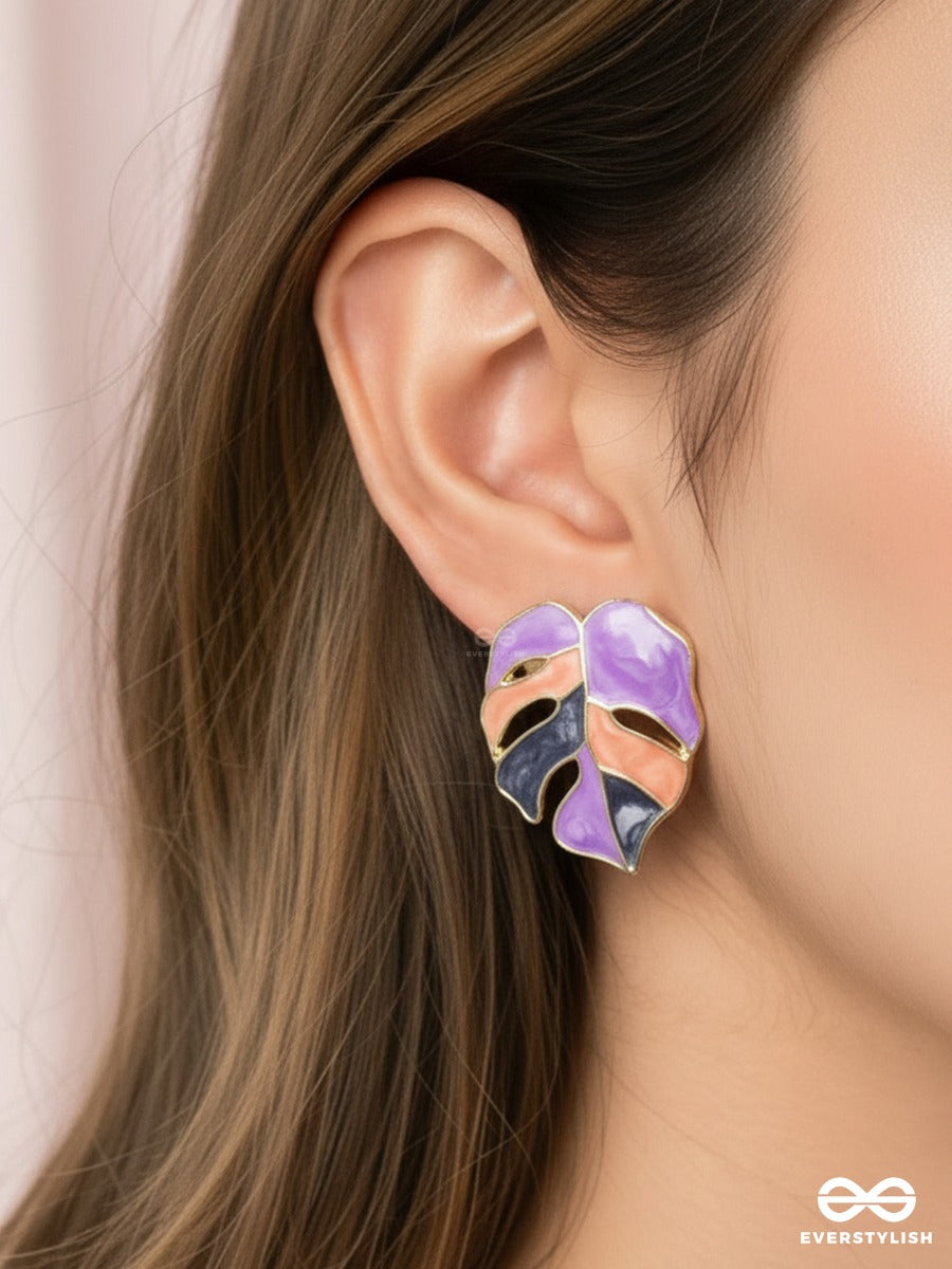 Mosaic Petal - Violet Art Earrings