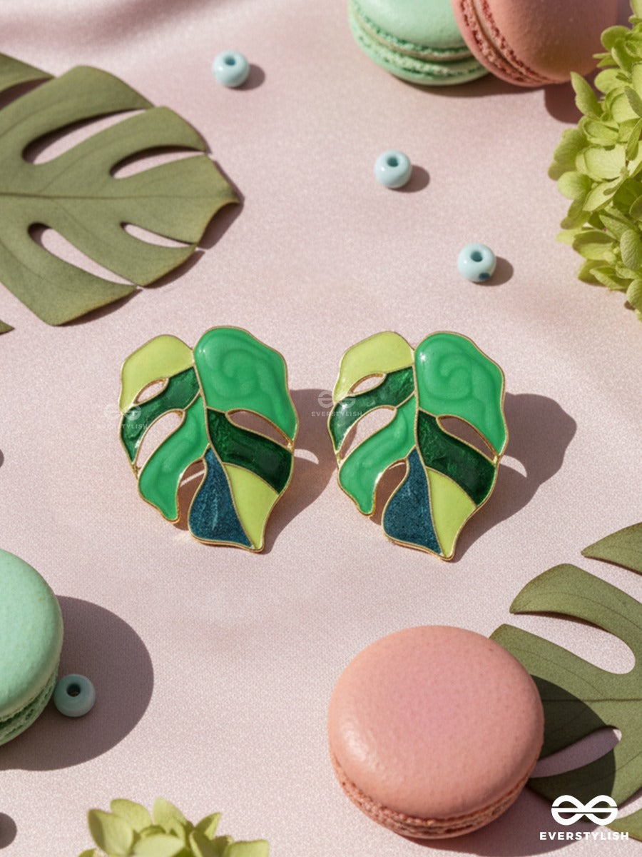 Mosaic Petal - Emerald Art Earrings