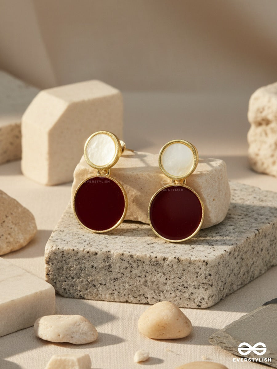 Merlot Moon - Round Statement Earrings