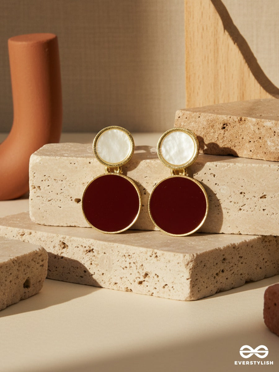 Merlot Moon - Round Statement Earrings
