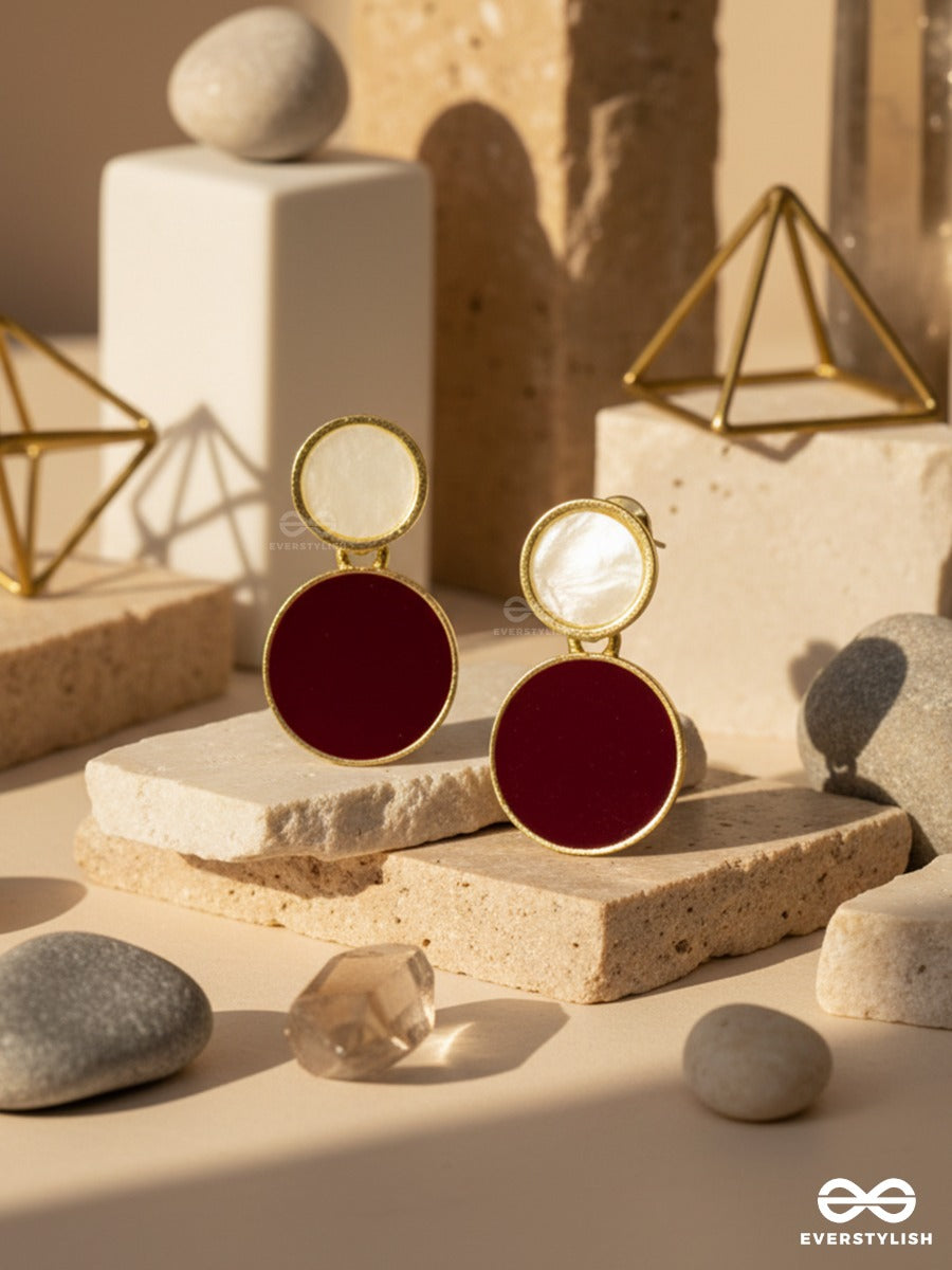 Merlot Moon - Round Statement Earrings