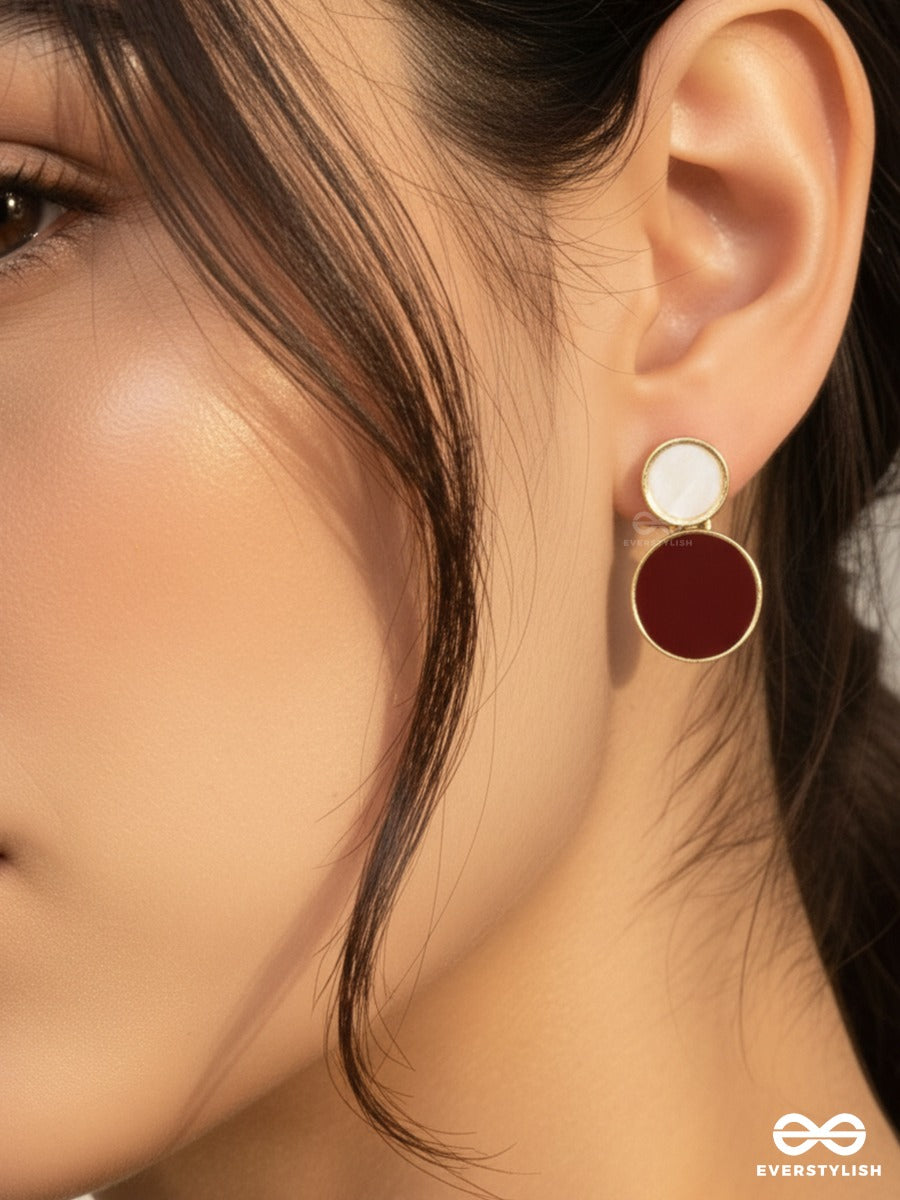 Merlot Moon - Round Statement Earrings