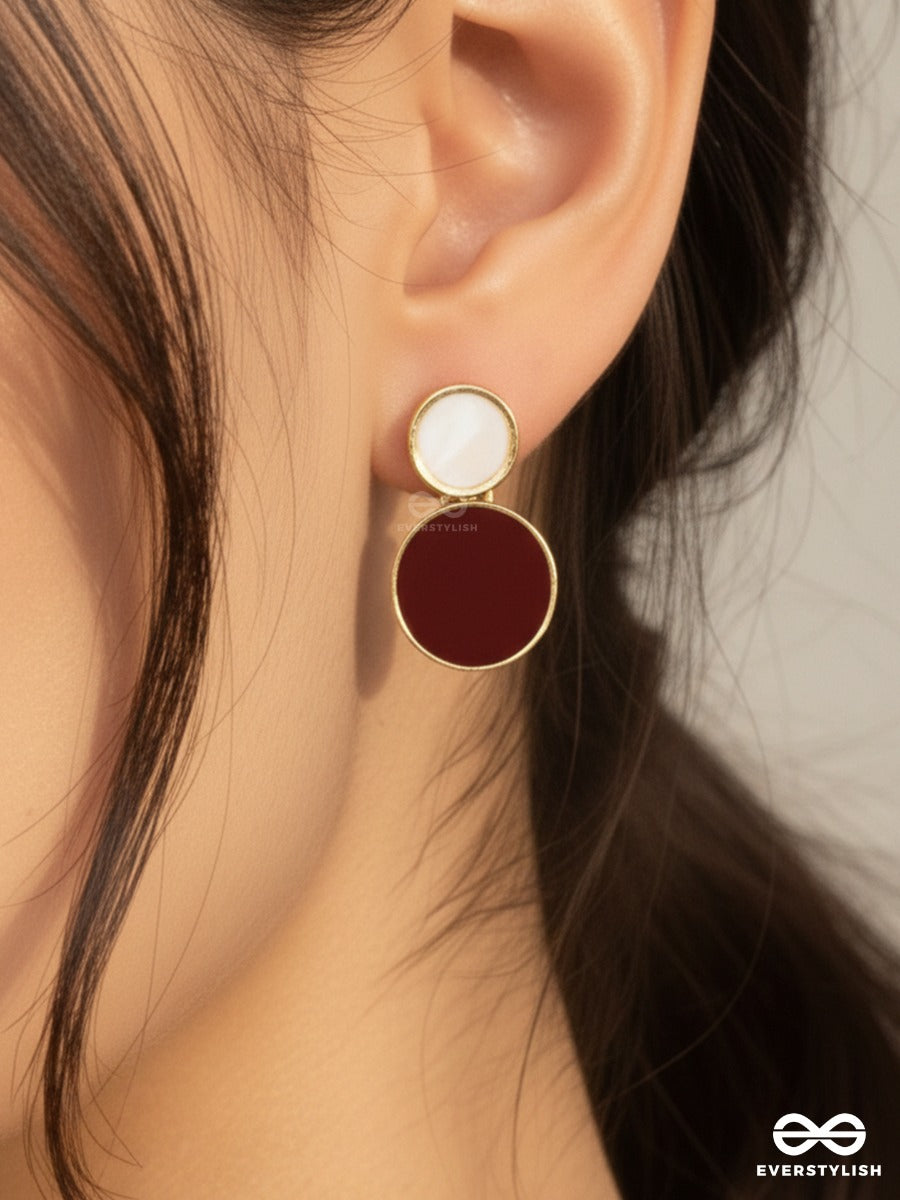 Merlot Moon - Round Statement Earrings