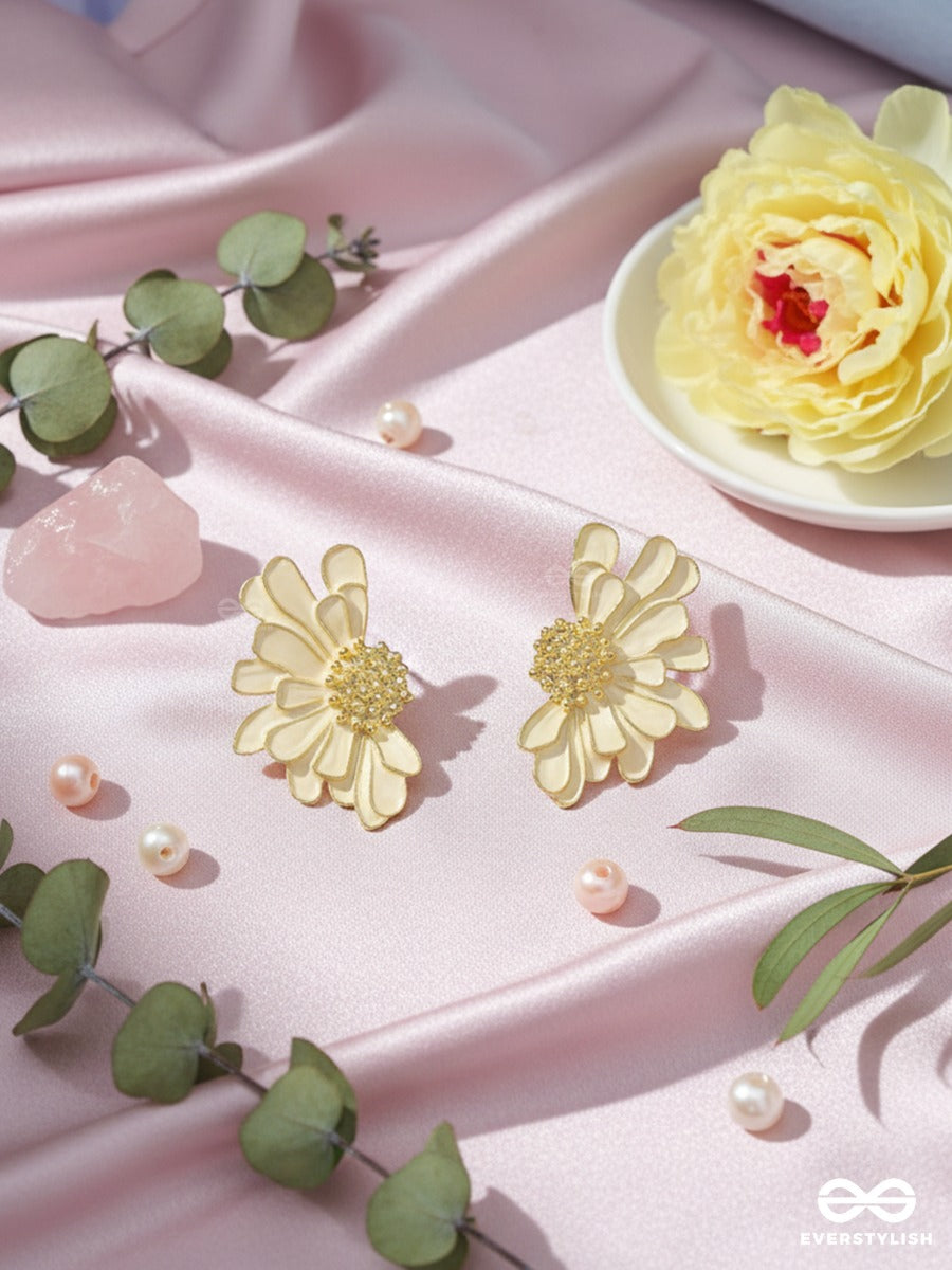 Ivory Gardenia - Textured Bloom Stud Earrings
