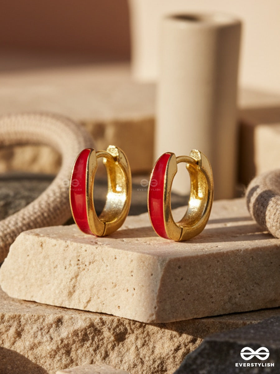 Merlot Edge - Enamel Hoop Earrings