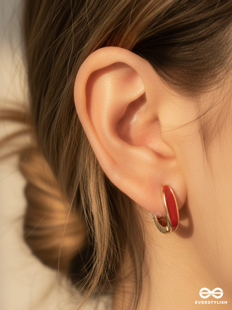 Merlot Edge - Enamel Hoop Earrings