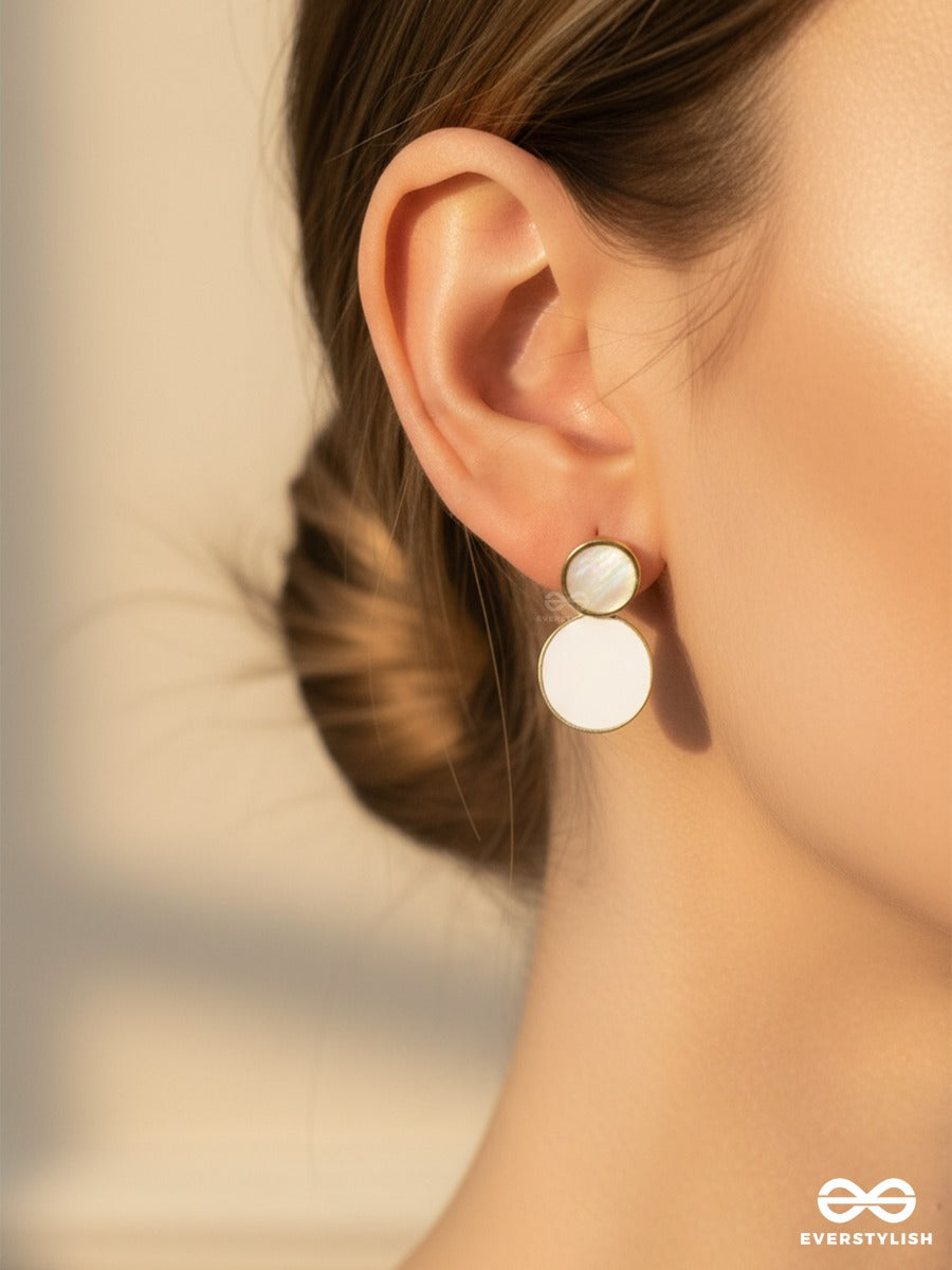 Ivory Luna Disc - Double Drop Earrings