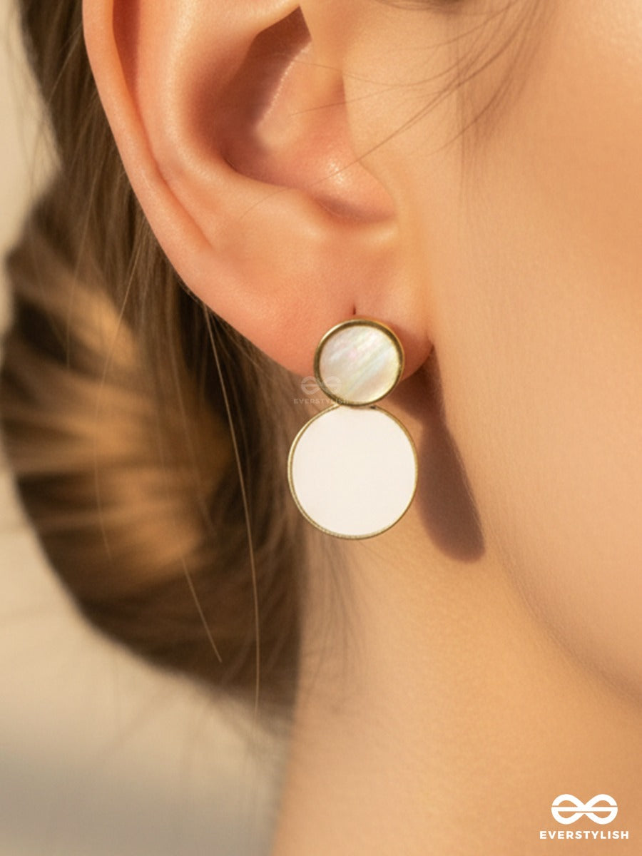 Ivory Luna Disc - Double Drop Earrings
