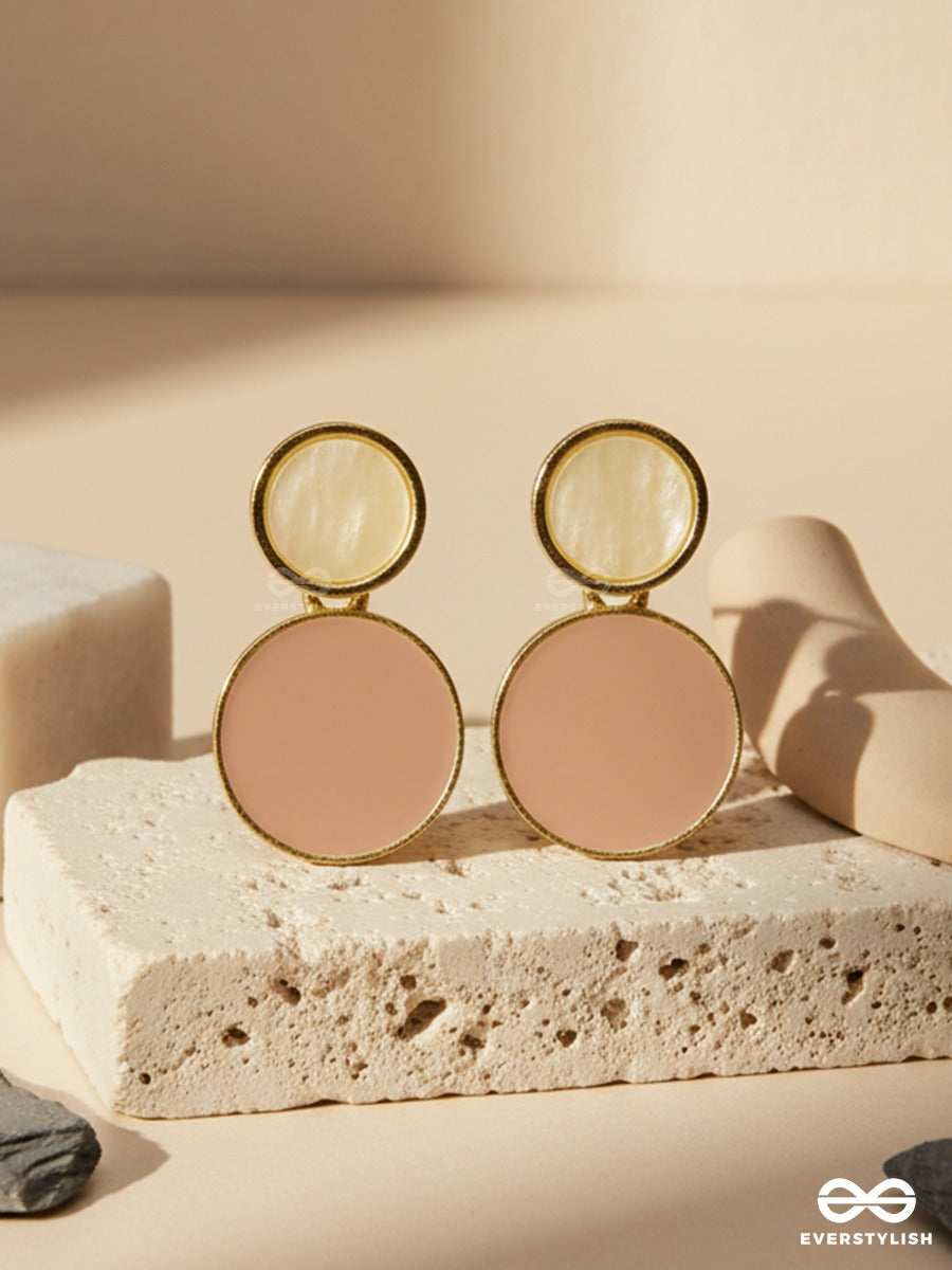 Champagne Luna Disc - Double Drop Earrings
