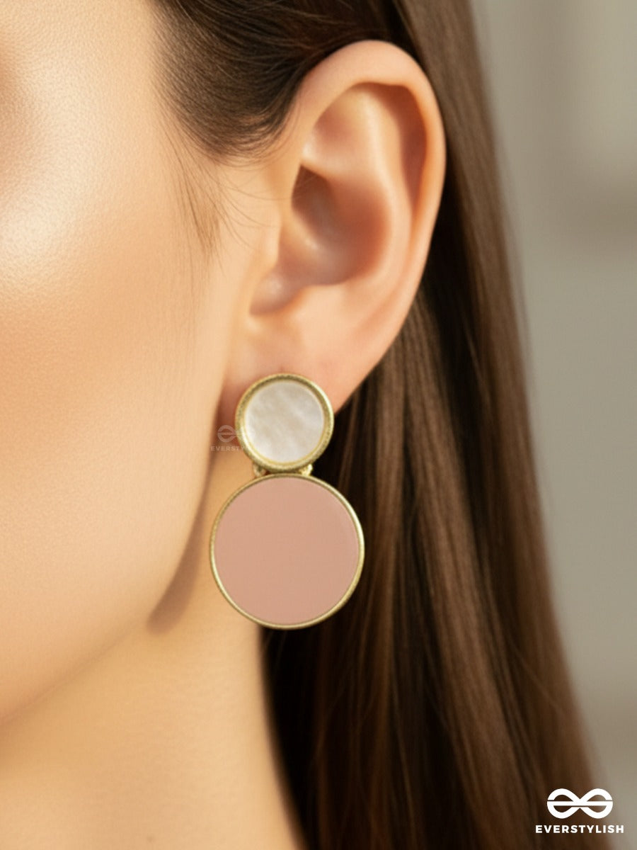 Champagne Luna Disc - Double Drop Earrings