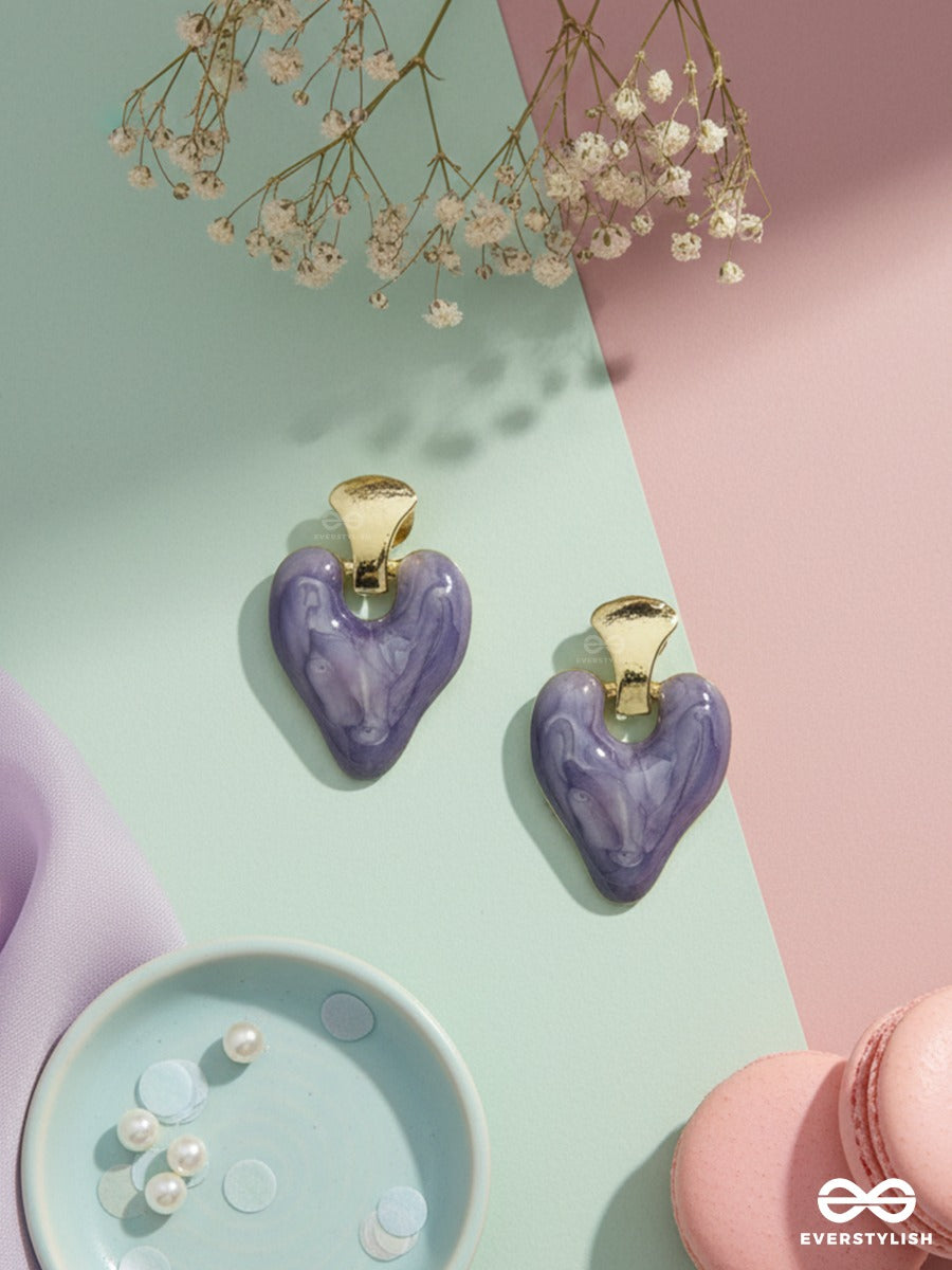 Marble Crush - Lilac Heart Drop Earrings