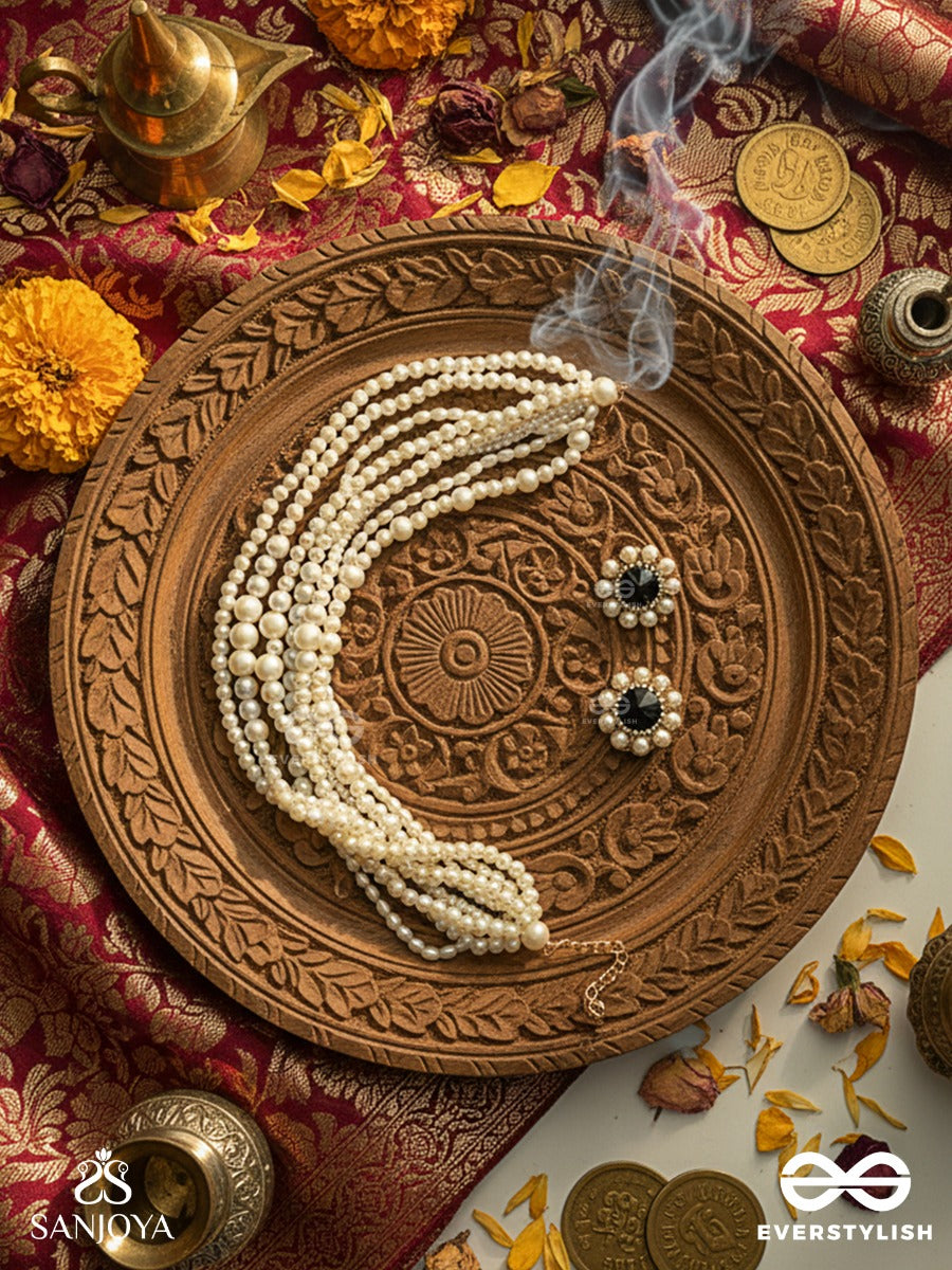Ratriratna - Alia Bhatt Inspired Neckpiece & Earrings Set With Pearls, Symbolizing Purity And Elegance