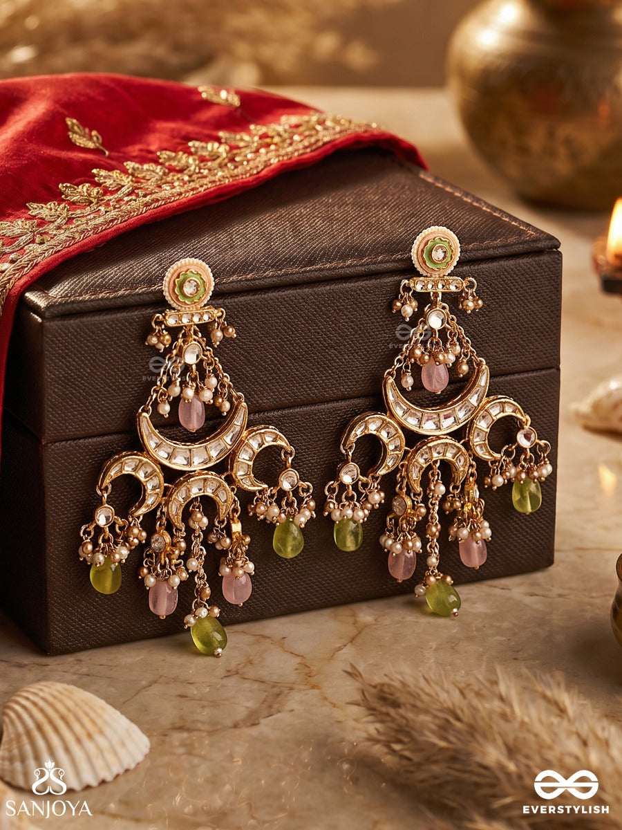 Madhurlekha - Melody In Curves - Ornamented Earrings With Delicate Arc Motifs And Soft Multi-Tone Hangings