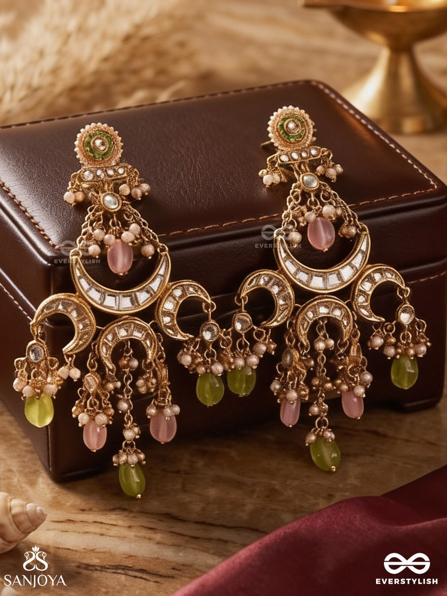 Madhurlekha - Melody In Curves - Ornamented Earrings With Delicate Arc Motifs And Soft Multi-Tone Hangings