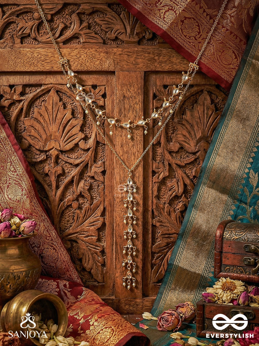 Mrinmayee - Soft Glow - Dual-Layer Necklace With Delicate Pearl Sprigs And Cascading Centre Drop