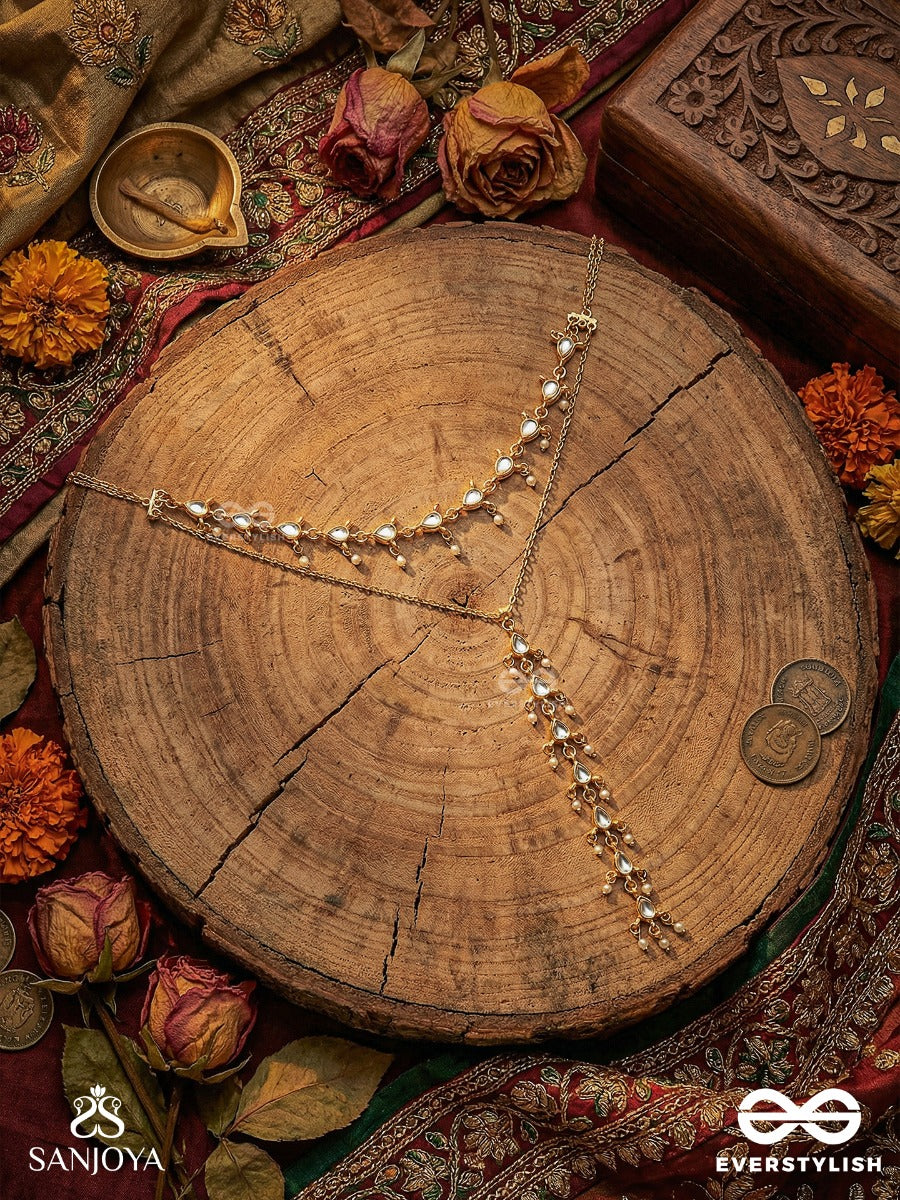 Mrinmayee - Soft Glow - Dual-Layer Necklace With Delicate Pearl Sprigs And Cascading Centre Drop