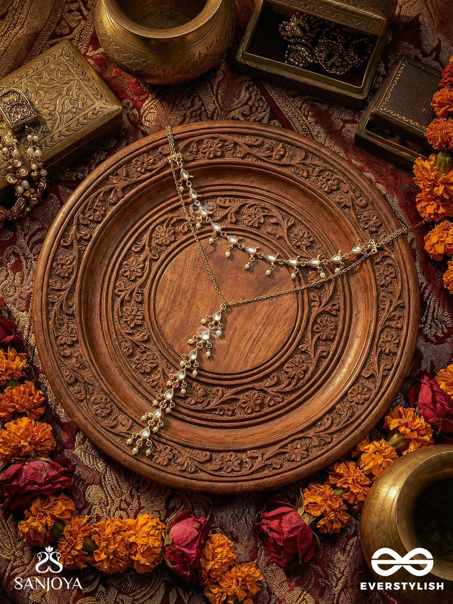 Mrinmayee - Soft Glow - Dual-Layer Necklace With Delicate Pearl Sprigs And Cascading Centre Drop