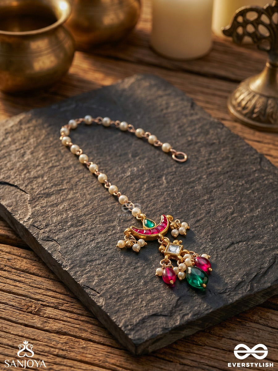 Yashasvini - Glorious Beauty - Traditional Arc Maangtika With Colourful Gem Accents