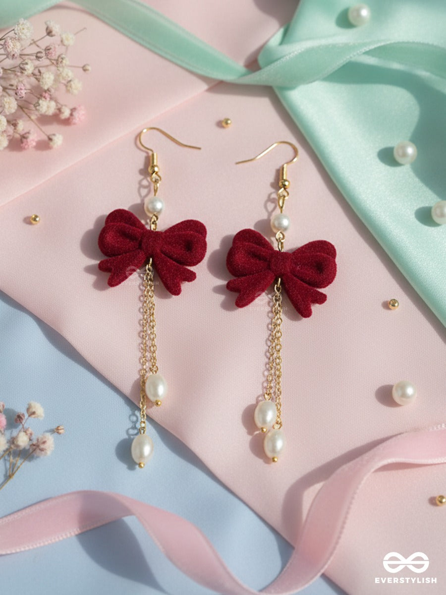 Tie Drizzle - Flowy Bow Earrings With Chain Drops